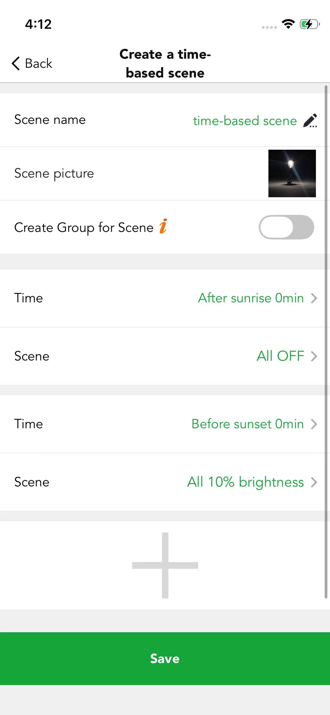 Time-based lighting scene configuration for healthcare routines