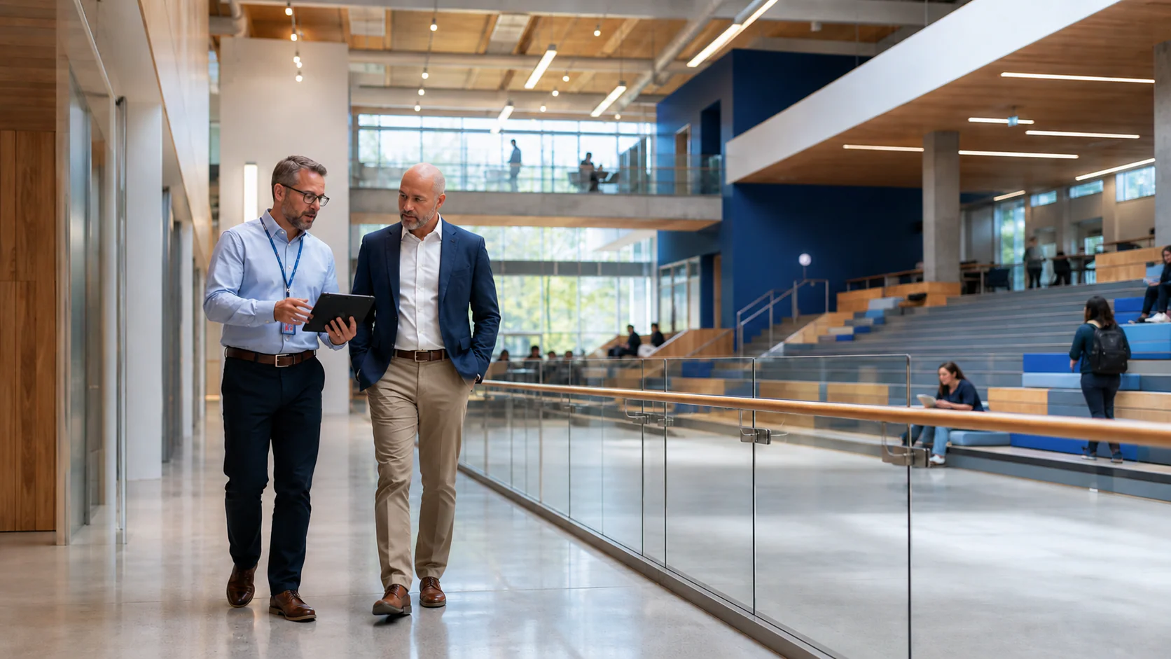 Building owner reviewing facility performance information